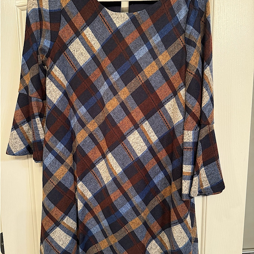 Jessica Howard plaid warm colored Petite Large dress.